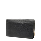 グッチ インターロッキングG 長財布 チェーンウォレットバッグ 510314 ブラック ゴールド レザー レディース GUCCI 【中古】